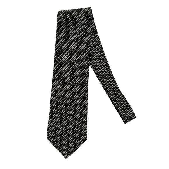 Giorgio Armani Collezioni Silk Tie Mens 53.5x3.75" Forest Green Geometric Italy - Picture 4 of 11